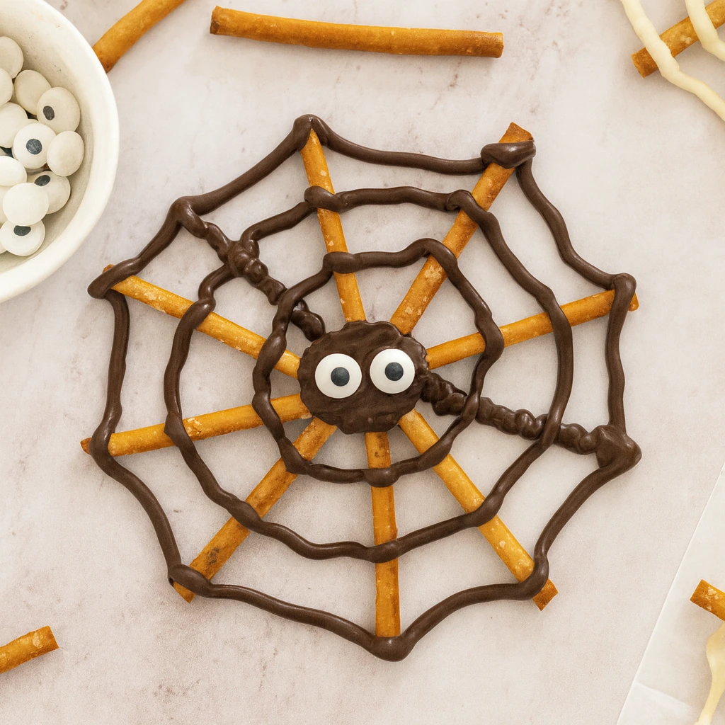 How to Make Chocolate Pretzel Spider Webs
