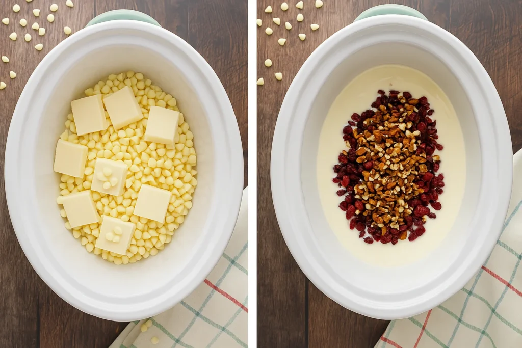 Slow Cooker White Chocolate Cranberry Clusters step by step